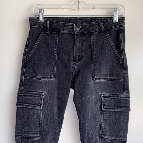 ALL SAINTS Duran Skinny Cargo Jeans Size 26 Black - Picture 2 of 13